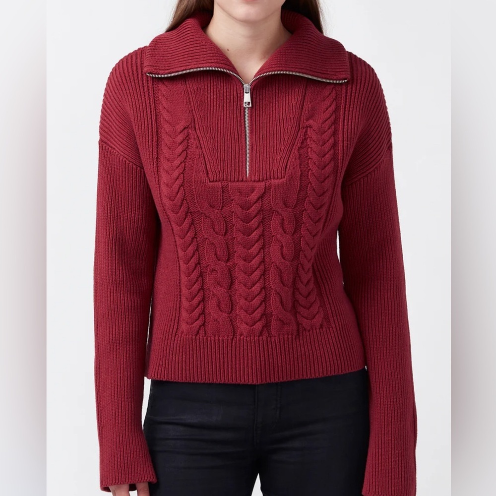 Sorella Dark Red Cable Knit Long Sleeve Sweater​ - Picture 4 of 15
